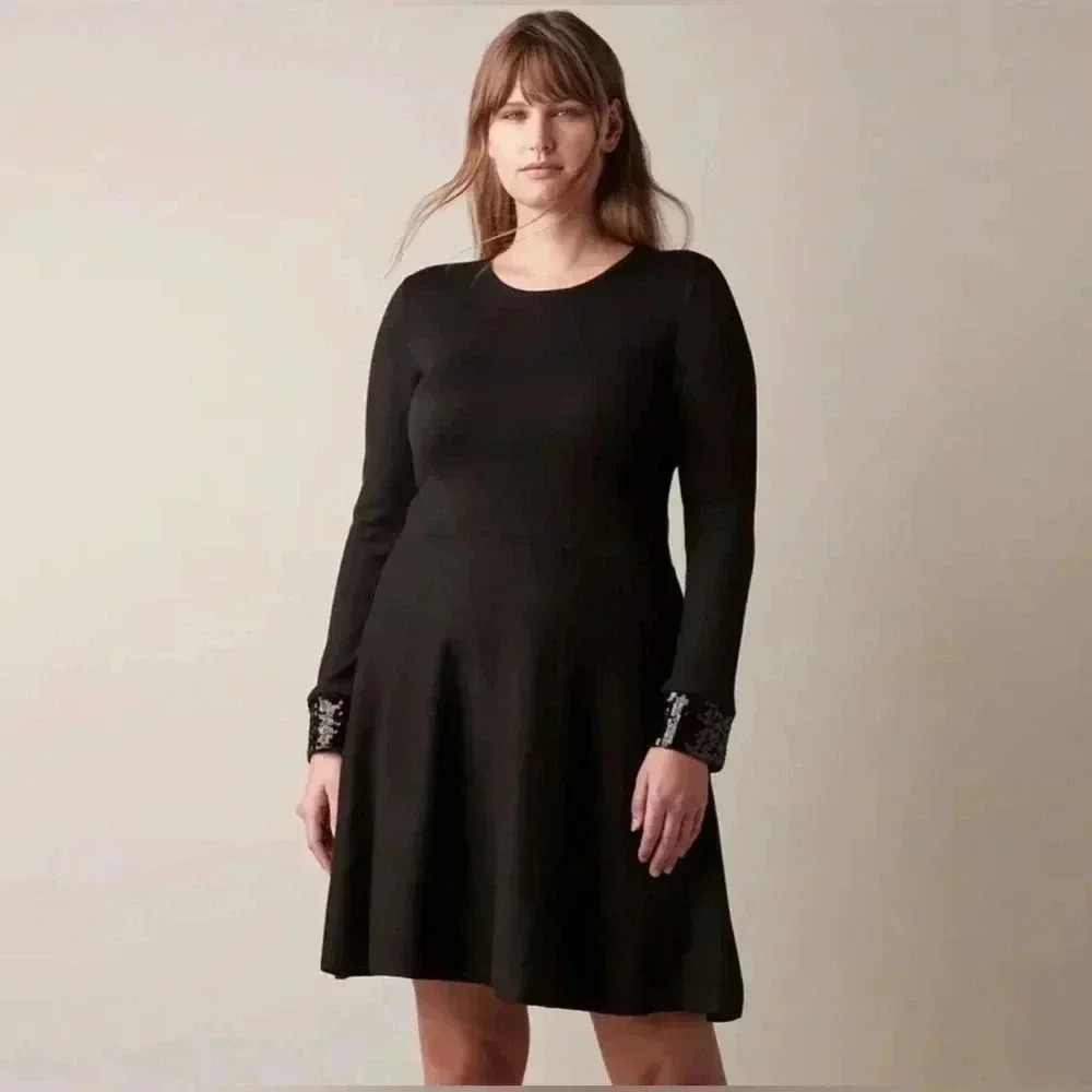Jason Wu Black Fit N Flare Sweater Dress Plus Size XL